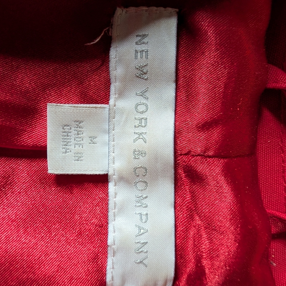 New York & Company Red Double-Breasted Trench Coat with Belt - Picture 3 of 4